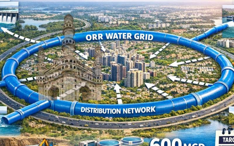  حیدرآباد: پینے کے پانی کی پریشانیوں کا مستقل حل۔ 8ہزار کروڑ کی لاگت کاعظیم منصوبہ تیار